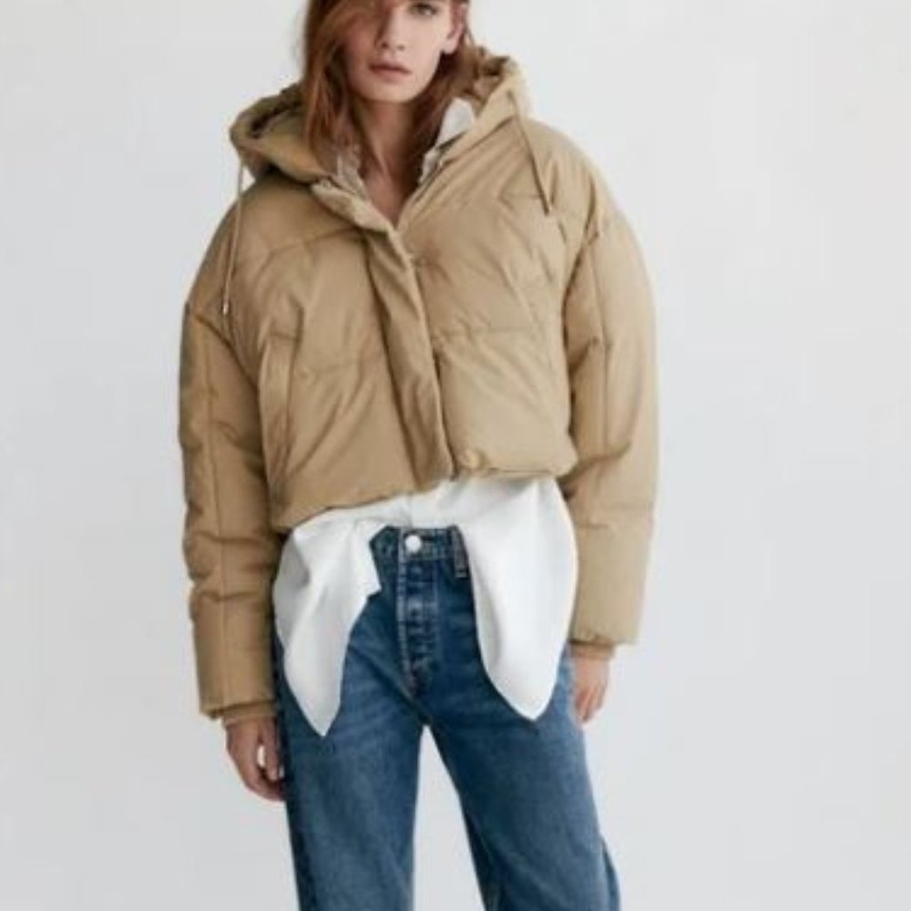 Zara Oversized Rubberized Puffer Jacket (Cropped)
